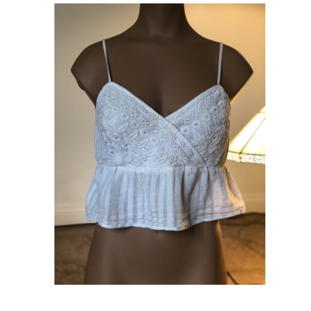 Cream, empire waist, sweetheart, eyelet crop top